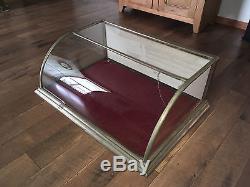 Antique Fx Ganter Wood Glass Nickle Store Display Case With Curved Front Glass