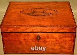 Antique Georgian Federal Satinwood Herringbone Shell Inlaid Trinket Jewelry Box