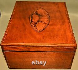 Antique Georgian Federal Satinwood Herringbone Shell Inlaid Trinket Jewelry Box