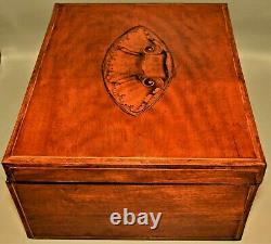 Antique Georgian Federal Satinwood Herringbone Shell Inlaid Trinket Jewelry Box