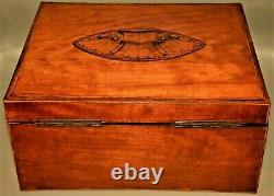 Antique Georgian Federal Satinwood Herringbone Shell Inlaid Trinket Jewelry Box