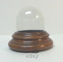 Antique Glass Dome Top Wood Base Display Case for Miniatures, c. 1880