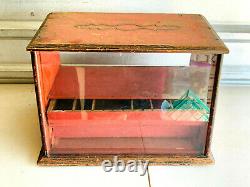 Antique Glass and Wood Countertop Advertising Display Case Box NICE