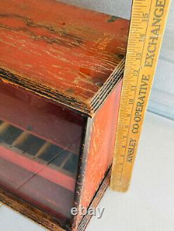 Antique Glass and Wood Countertop Advertising Display Case Box NICE