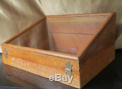 Antique HENRY L. HANSON CO Slanted Glass & Wood Advertising Display CASE Old Box