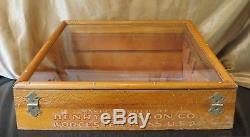 Antique HENRY L. HANSON CO Slanted Glass & Wood Advertising Display CASE Old Box