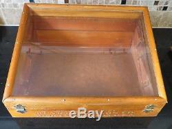 Antique HENRY L. HANSON CO Slanted Glass & Wood Advertising Display CASE Old Box