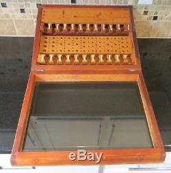Antique HENRY L. HANSON CO Slanted Glass & Wood Advertising Display CASE Old Box