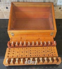 Antique HENRY L. HANSON CO Slanted Glass & Wood Advertising Display CASE Old Box