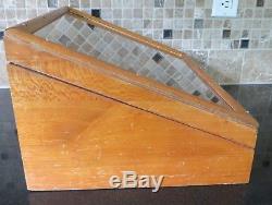 Antique HENRY L. HANSON CO Slanted Glass & Wood Advertising Display CASE Old Box