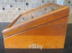 Antique HENRY L. HANSON CO Slanted Glass & Wood Advertising Display CASE Old Box