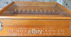 Antique HENRY L. HANSON CO Slanted Glass & Wood Advertising Display CASE Old Box