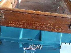 Antique Henry L. Hanson Drills Bits Wood Store Display Case Box Worcester Ma