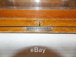 Antique Hotel Wood Mail & Telegram Box. Old, Bevelled Glass, Very Nice