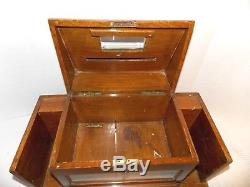 Antique Hotel Wood Mail & Telegram Box. Old, Bevelled Glass, Very Nice