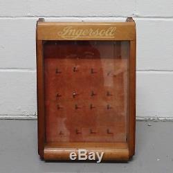 Antique Ingersoll Pocket & Wrist Watch Counter Top Wood Display Case Dealer