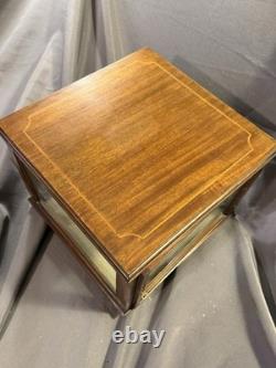 Antique Inlaid Mahogany Marquetry Rotating Display Case with lock & key
