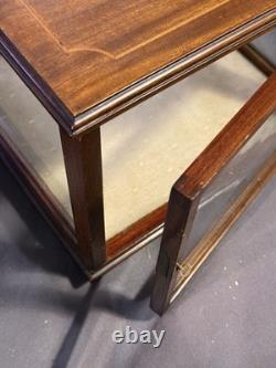 Antique Inlaid Mahogany Marquetry Rotating Display Case with lock & key