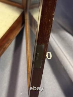 Antique Inlaid Mahogany Marquetry Rotating Display Case with lock & key