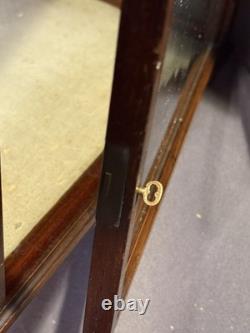 Antique Inlaid Mahogany Marquetry Rotating Display Case with lock & key
