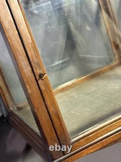 Antique Inlaid Mahogany Marquetry Rotating Display Case with lock & key