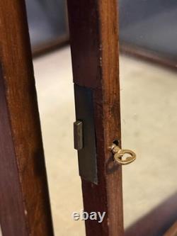 Antique Inlaid Mahogany Marquetry Rotating Display Case with lock & key