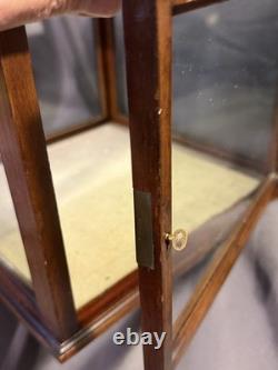 Antique Inlaid Mahogany Marquetry Rotating Display Case with lock & key