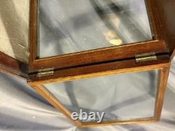 Antique Inlaid Mahogany Marquetry Rotating Display Case with lock & key