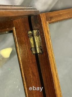 Antique Inlaid Mahogany Marquetry Rotating Display Case with lock & key