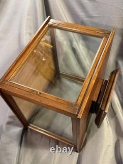 Antique Inlaid Mahogany Marquetry Rotating Display Case with lock & key