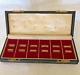 Antique Keepsake Red Velvet 12 Ring Presentation Box Case Display. Push Button