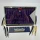 Antique Klenzo Razor Wood & Glass Store Display Case With Velvet & 8 Razors