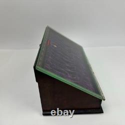 Antique Klenzo Razor Wood & Glass Store Display Case with Velvet & 8 Razors