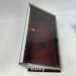 Antique Klenzo Razor Wood & Glass Store Display Case with Velvet & 8 Razors