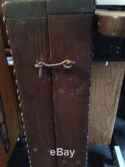 Antique Large Sewing Carrying/Display Case Leather And Wood