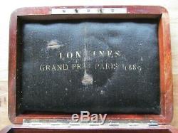 Antique Longines Grand Prix Paris 1889 Display Wood Pocket Watch Box Case