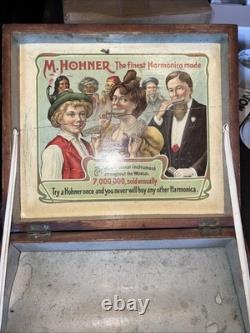 Antique M. Hohner Harmonica Store Display Case Box Countertop 3 Level Germany