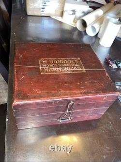Antique M. Hohner Harmonica Store Display Case Box Countertop 3 Level Germany