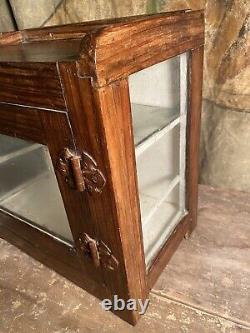 Antique Medical Cabinet Wood apothecary Barber Sterilizer Display case shelf