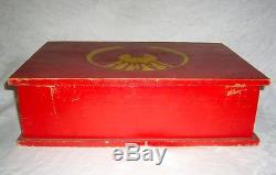 Antique Mercantile Retail Hardware Store Countertop Eagle Lock Wood Display Case