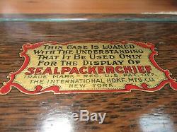 Antique Mercantile Sealpackerchief Handkerchief Counter Top Wood Display Case