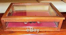 Antique Oak Wood Store Display Jewelry Case Box Glass Felt Large 23 12Lbs Chest