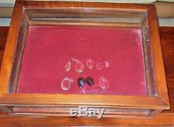 Antique Oak Wood Store Display Jewelry Case Box Glass Felt Large 23 12Lbs Chest
