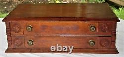 Antique Original Country Store Wood Counter Top Spool Cabinet 2 Drawer