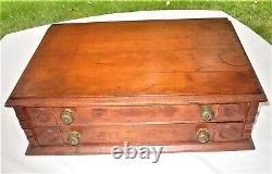 Antique Original Country Store Wood Counter Top Spool Cabinet 2 Drawer