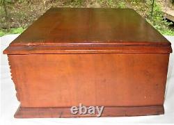 Antique Original Country Store Wood Counter Top Spool Cabinet 2 Drawer