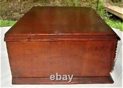 Antique Original Country Store Wood Counter Top Spool Cabinet 2 Drawer