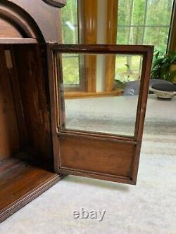 Antique Ornate Wood Wooden Glass Display Case Storage Box w Door Cloche Cabinet