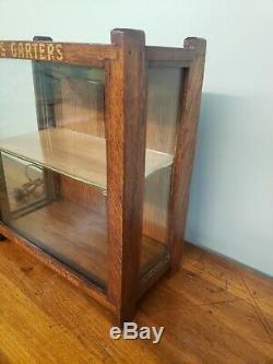 Antique Paris Garters Lighted Wood Glass General Store Display Case Haberdashery