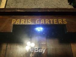 Antique Paris Garters Wood Glass Advertising Store Display Case Fixture